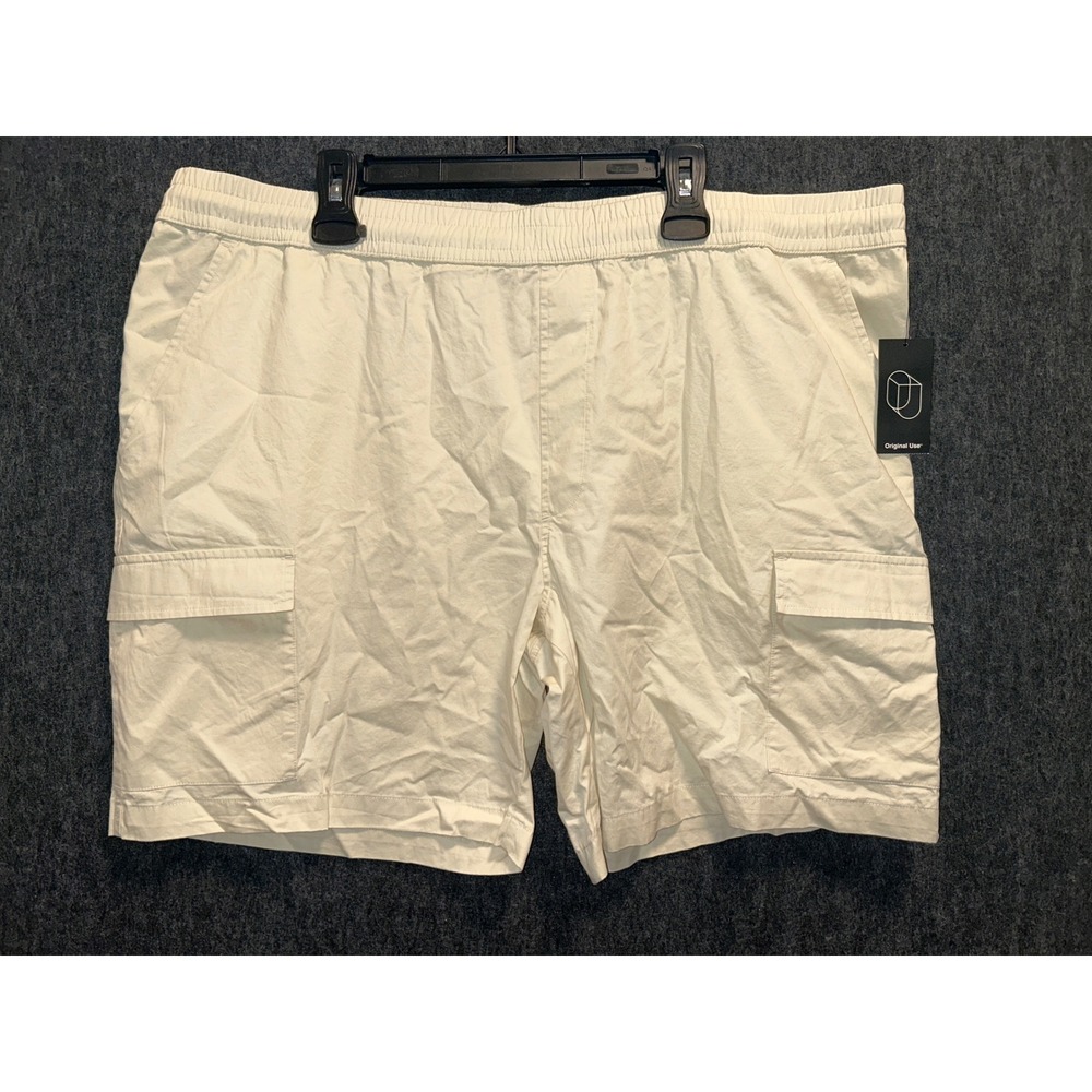 Original Use Utility Cargo Shorts Mens XXL Cream Drawstring Cotton Pocket